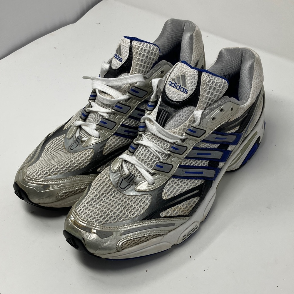 adidas Mesh Sneakers in White/Blue/Silver Men's Size 13  YYA 606001